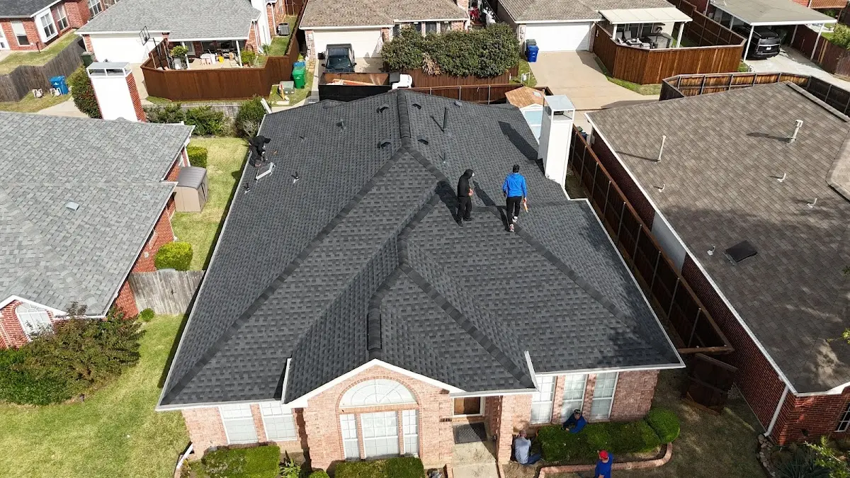 Slate & Tile Roof Repair work in progress on a Wichita Falls property